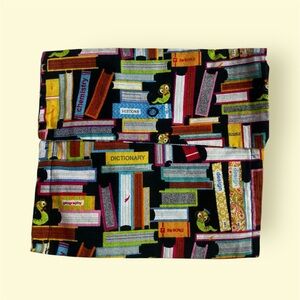 Handmade Book Teacher Library Print Snap Closure Multipurpose Stash Bag